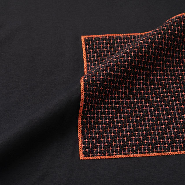 【WEB限定】布ぬのTシャツ　ラッセル編み　茶/黒　M