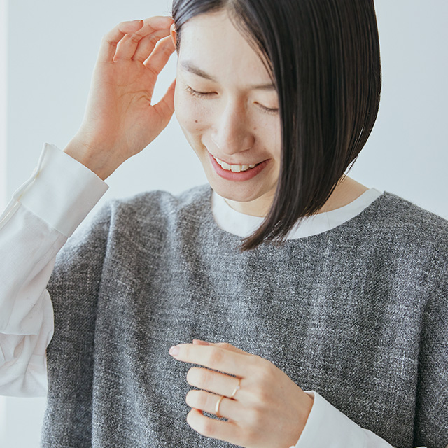 麻とウールツイード ワンピース