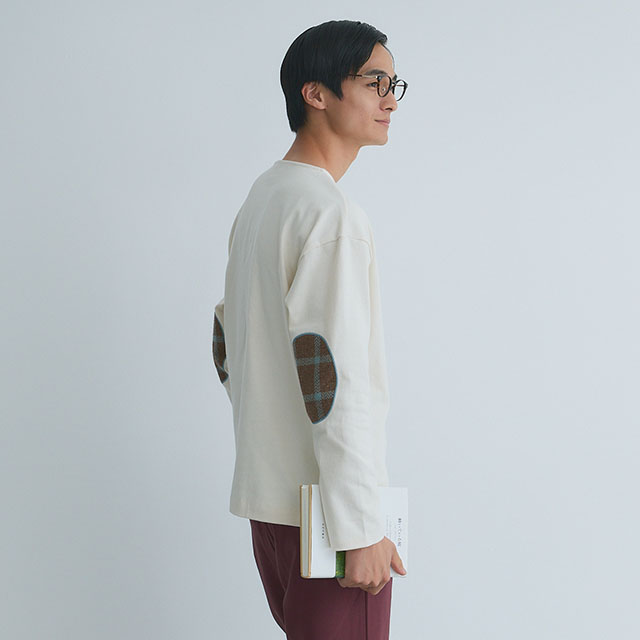 布ぬのバスクシャツ　ネップ糸綾織