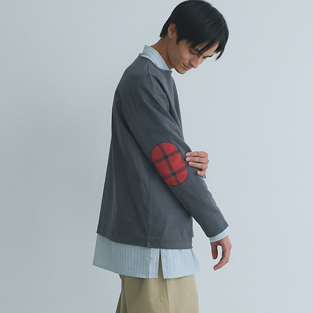 布ぬのバスクシャツ　ネップ糸綾織