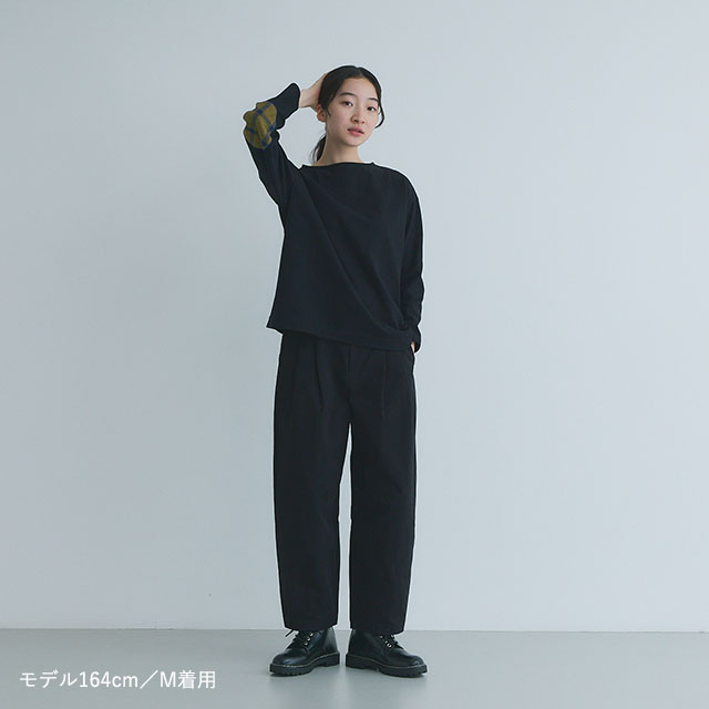 布ぬのバスクシャツ　ネップ糸綾織