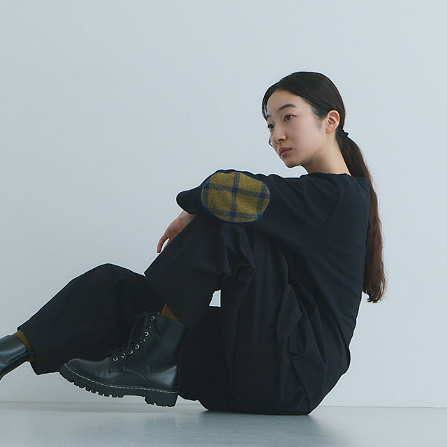 布ぬのバスクシャツ　ネップ糸綾織