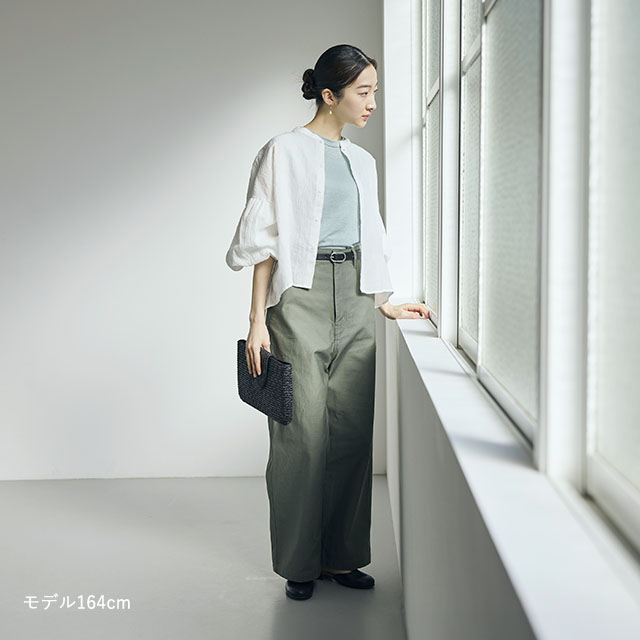 近江ちぢみ　ギャザー袖のブラウス