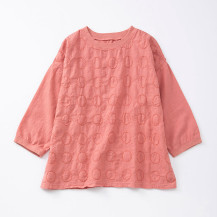 刺繍の七分袖プルオーバー 丸紋