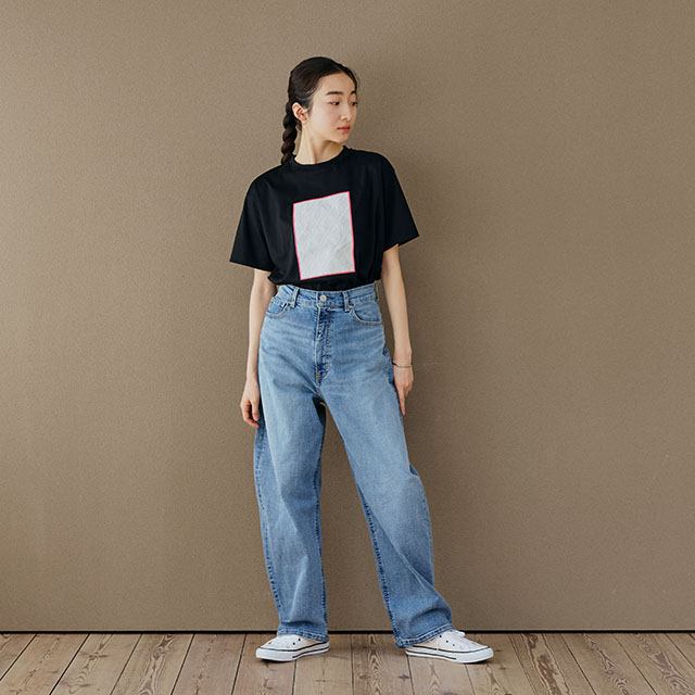 布ぬのTシャツ　カットジャカード