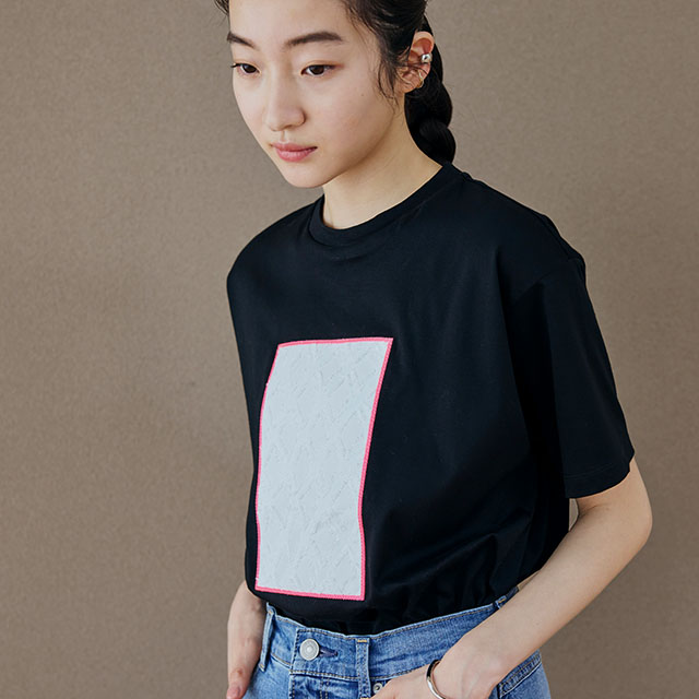 布ぬのTシャツ　カットジャカード