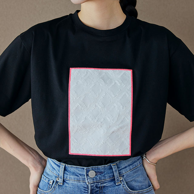 布ぬのTシャツ　カットジャカード