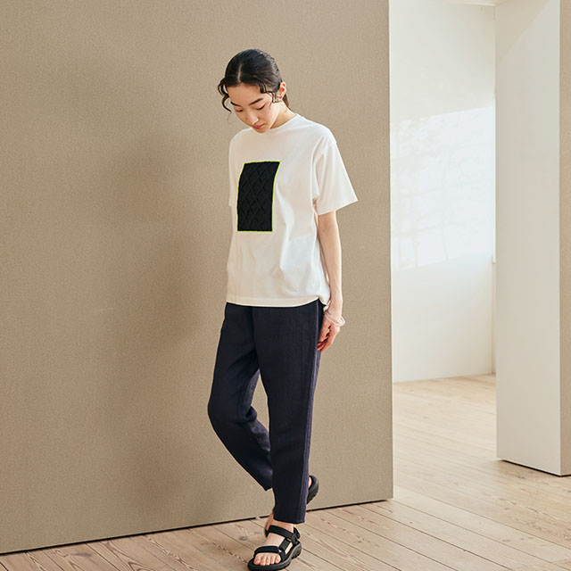 布ぬのTシャツ　カットジャカード
