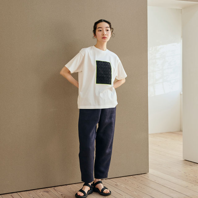布ぬのTシャツ　カットジャカード