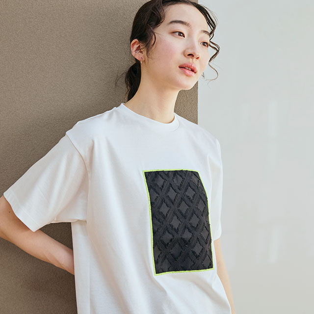 布ぬのTシャツ　カットジャカード