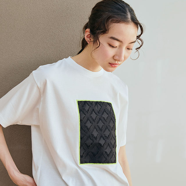 布ぬのTシャツ　カットジャカード