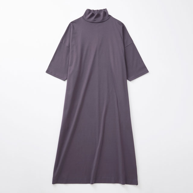 強撚綿のワイドワンピース　七分袖