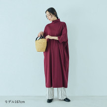強撚綿のワイドワンピース　七分袖