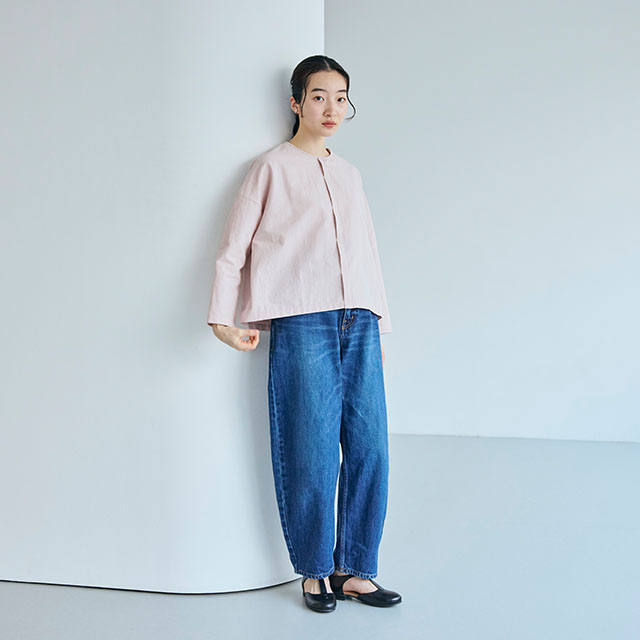 【WEB限定】綿麻の畝織　シャツブラウス