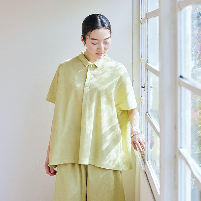 高島ちぢみのワイドシャツ