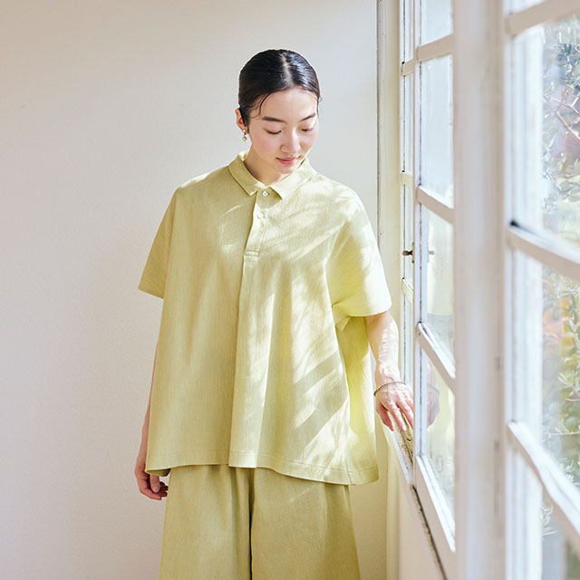 高島ちぢみのワイドシャツ