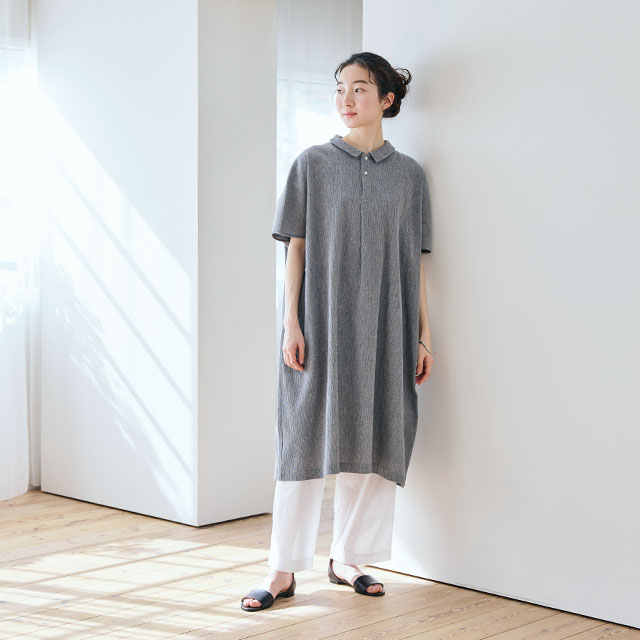 高島ちぢみのワイドワンピース