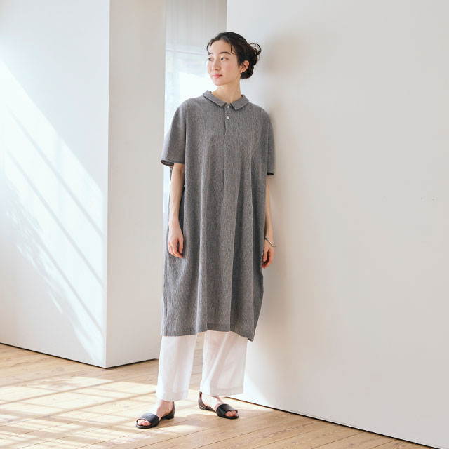 高島ちぢみのワイドワンピース｜衣料品｜中川政七商店 公式サイト