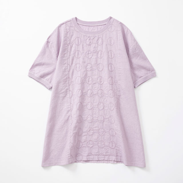 刺繍の半袖チュニック　丸紋