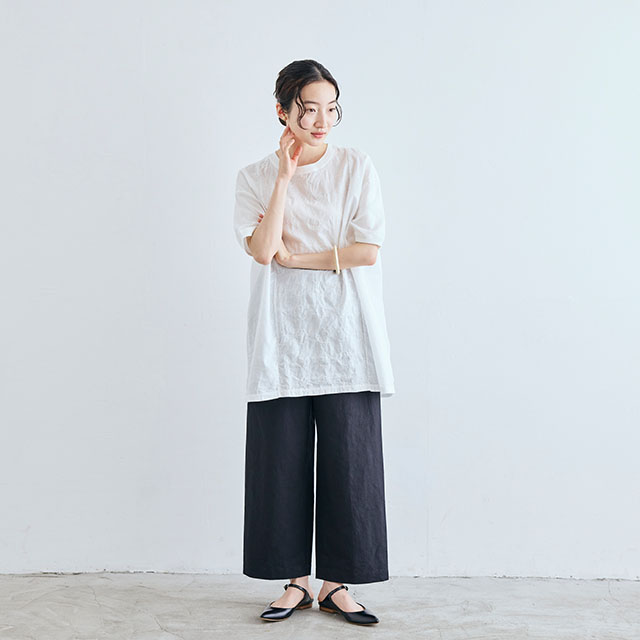 刺繍の半袖チュニック　丸紋