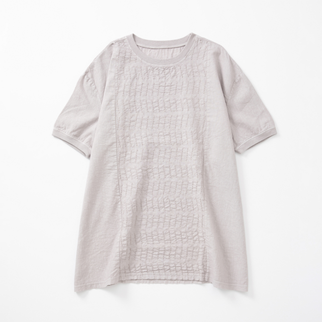 刺繍の半袖チュニック　山路紋