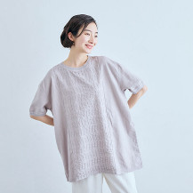 刺繍の半袖チュニック　山路紋