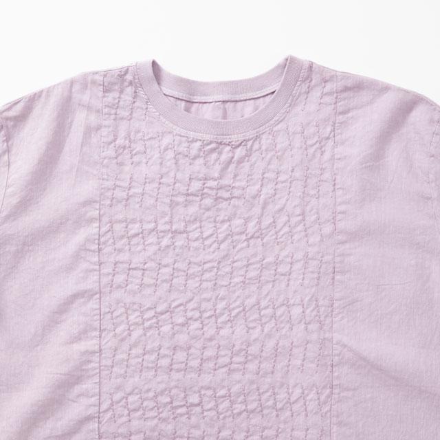 刺繍の半袖チュニック　山路紋