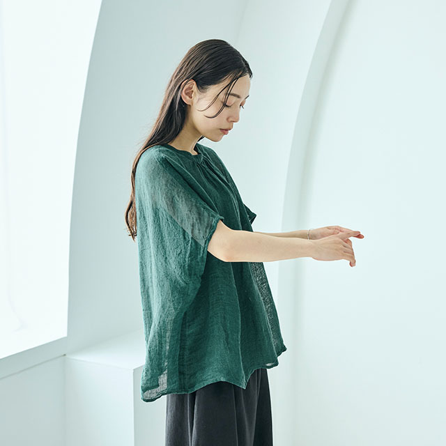 麻のかや織 ブラウス