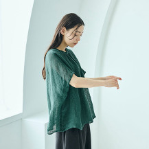 麻のかや織 ブラウス