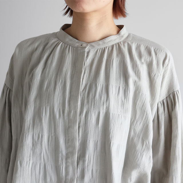 柄二重織シャトルジャガードバルーンスリーブワイドブラウス ブラック F