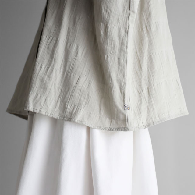 柄二重織シャトルジャガードバルーンスリーブワイドブラウス ブラック F