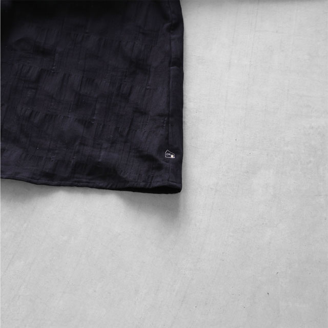 柄二重織シャトルジャガードバルーンスリーブワイドブラウス ブラック F