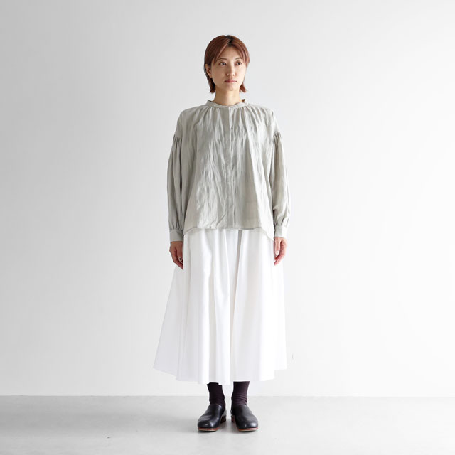 柄二重織シャトルジャガードバルーンスリーブワイドブラウス ブラック F