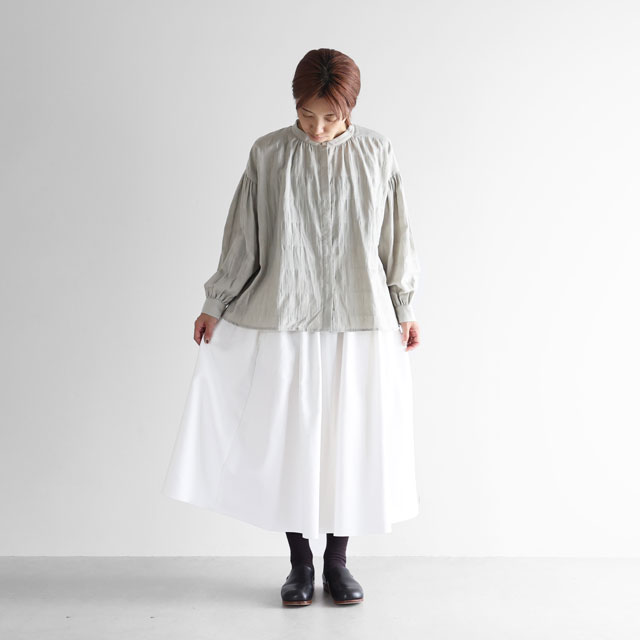 柄二重織シャトルジャガードバルーンスリーブワイドブラウス ブラック F