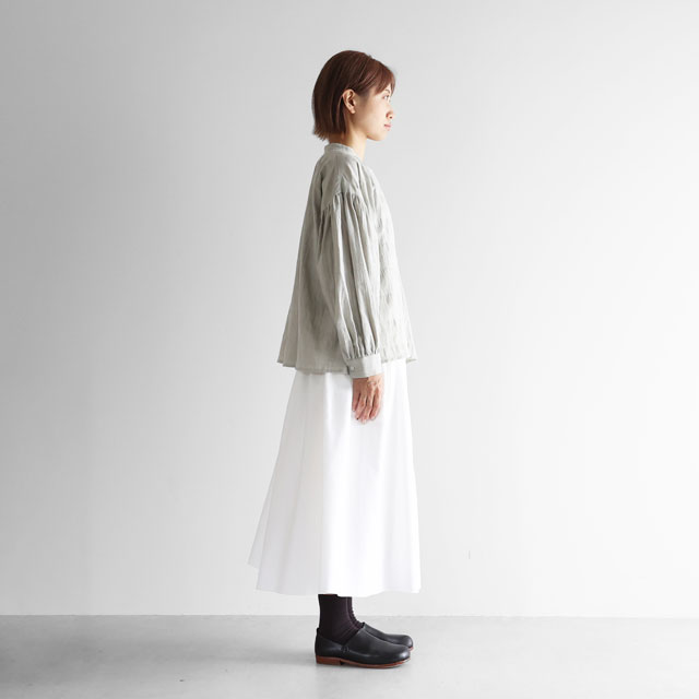 柄二重織シャトルジャガードバルーンスリーブワイドブラウス ブラック F