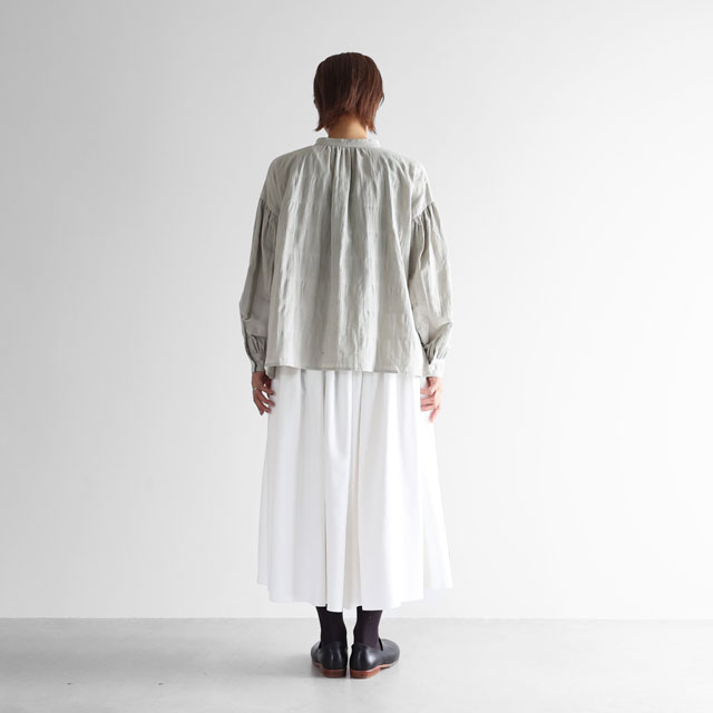 柄二重織シャトルジャガードバルーンスリーブワイドブラウス ブラック F