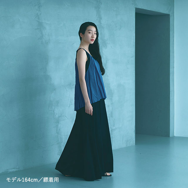藍染　ギャザーキャミソール