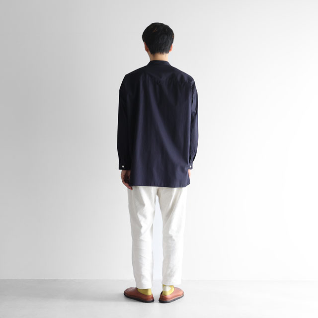 ギザコットンブロードバンドカラーオーバーシャツ グレー ユニセックス