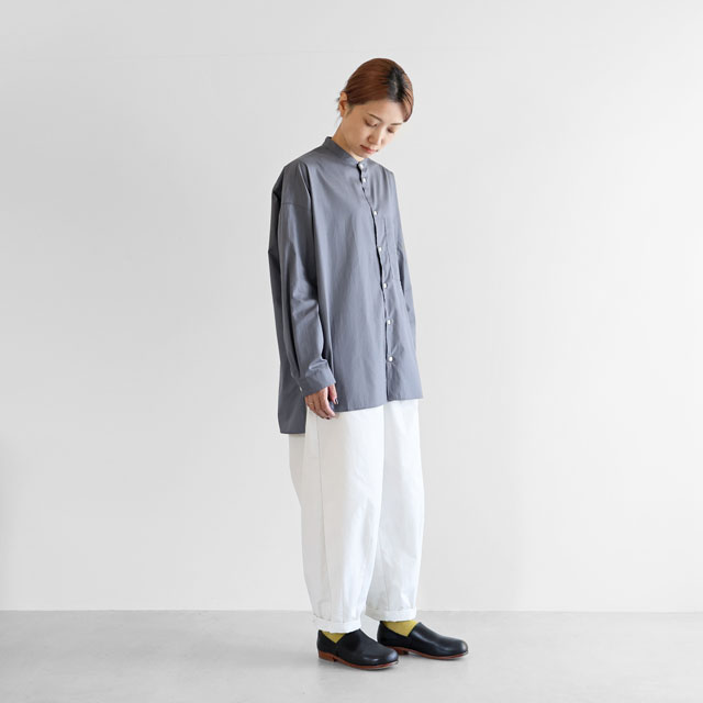 ギザコットンブロードバンドカラーオーバーシャツ グレー ユニセックス