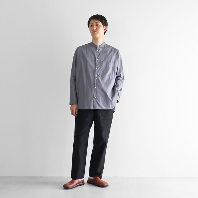 ギザコットンブロードバンドカラーオーバーシャツ グレー ユニセックス