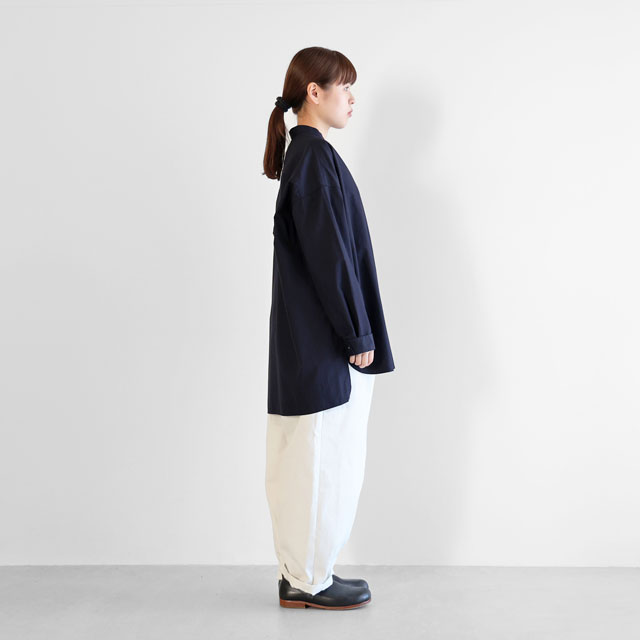 ギザコットンブロードバンドカラーオーバーシャツ グレー ユニセックス