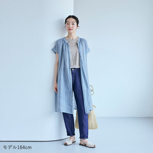 麻のかや織　羽織ワンピース