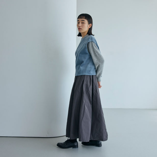 綿麻のコール天 プルオーバーベスト