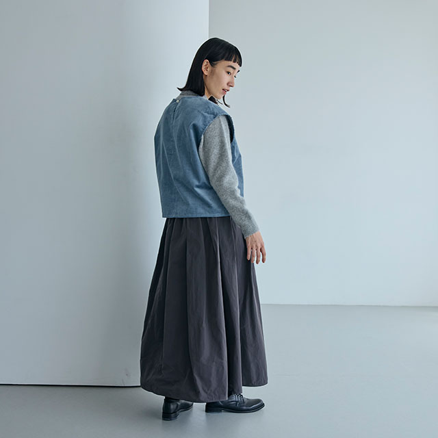 綿麻のコール天 プルオーバーベスト