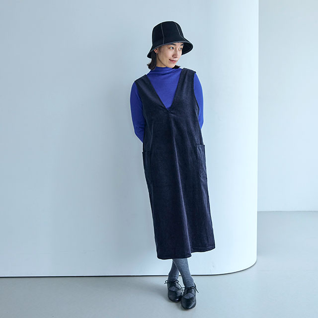 中川政七商店 麻ウールカシュクールワンピース、ジャンバースカート 中川政七商店 麻ウールカシュクールワンピース、ジャンバー