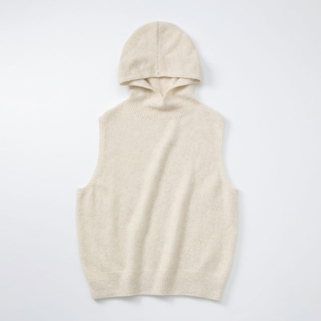 ウールフォックスのライトニットパーカーベスト
