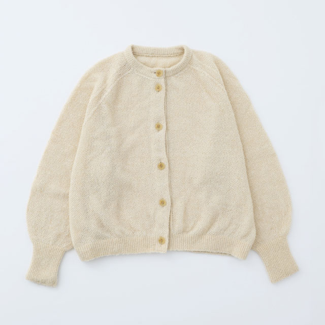 防縮ウールのブークレヤーンカーディガン