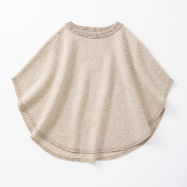 ポンチョケープ　重ね着　中川政七商店　ライトグレー　ニット　レディース 重ね着するポンチョケープ 杉綾｜衣料品｜中川政七商店 公式サイト