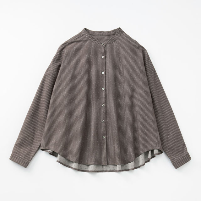 バックギャザーブラウス 節縞/チャコール