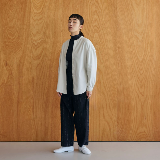 やわらかネルのバックギャザーブラウス